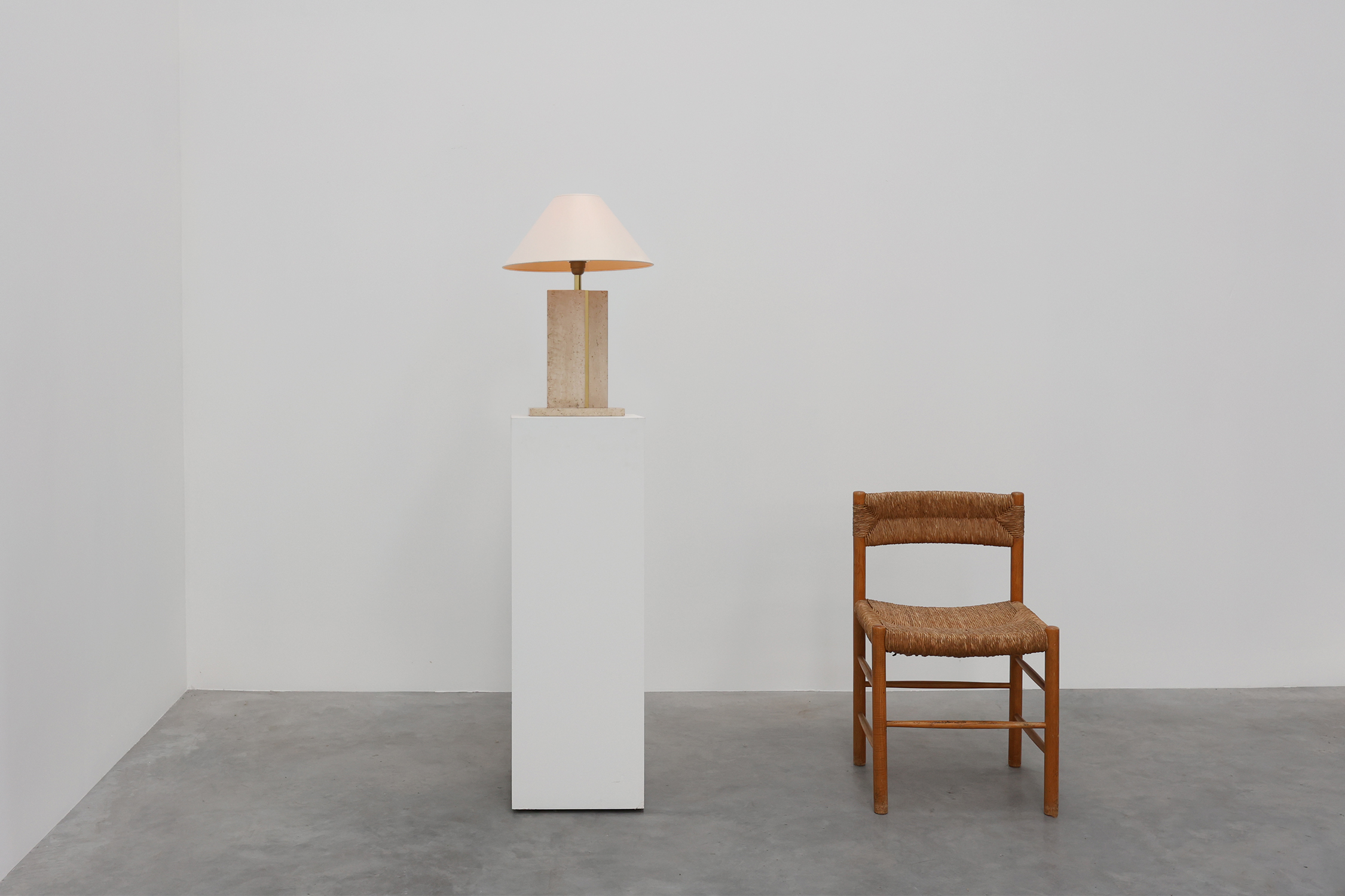 Travertin and messing table lamp by Belino in Hollywood regency stylethumbnail